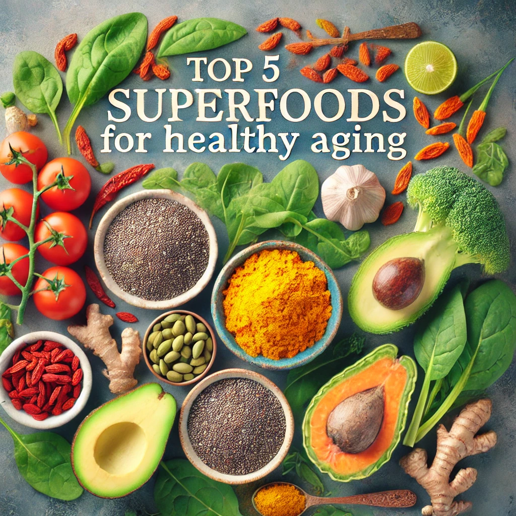 Top 5 Superfoods für gesundes Altern – Chia-Samen, Goji-Beeren, Kurkuma, Avocado und Grünkohl